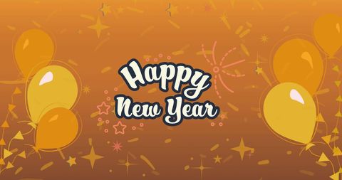 Happy New Year Celebration with Yellow Balloons - Download Free Stock Images Pikwizard.com