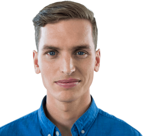 transparent portrait of smiling man with blue shirt - Download Free Stock Videos Pikwizard.com