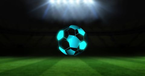 Digital Football Hovering in Illuminated Stadium - Download Free Stock Images Pikwizard.com