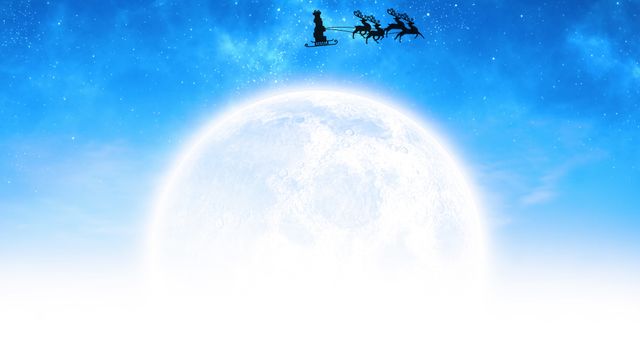 Santa Sleigh Silhouetted Against Full Moon - Download Free Stock Images Pikwizard.com