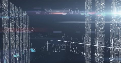 Abstract Blend of Mathematics and Technology Amidst Server Matrix - Download Free Stock Images Pikwizard.com