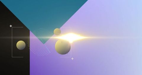 Futuristic geometric abstract with neon lens flare
