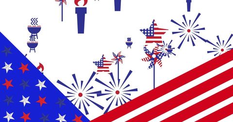 Patriotic American Flag Elements with Star Patterns