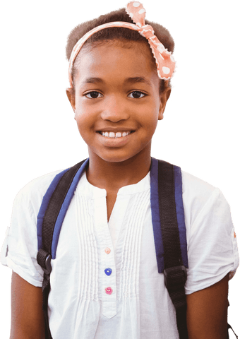 smiling girl with backpack in white blouse on transparent background - Download Free Stock Videos Pikwizard.com
