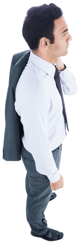 Transparent Thoughtful Biracial Businessman Isolated on White