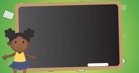 Back to school blackboard with cute cartoon character