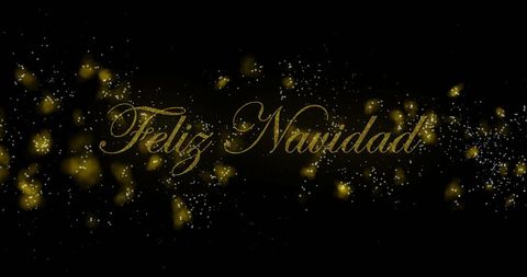 Feliz Navidad Text on Sparkling Black Background