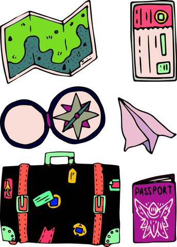 transparent travel essentials illustration with compass and map - Download Free Stock Videos Pikwizard.com