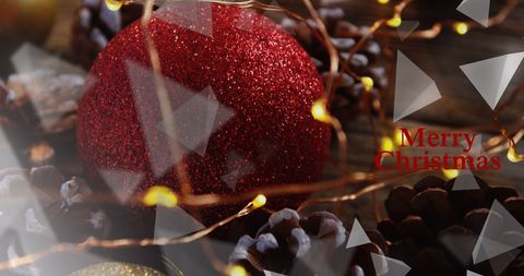 Festive Red Christmas Bauble and Holiday Greetings