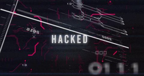 Hacked Cyber Interface Glitch HUD with Neon Circuitry, Scanline Noise, Futuristic UI