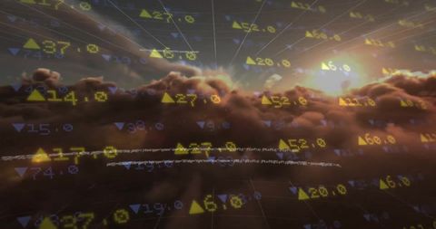 Digital Financial Data Overlay on Dramatic Skyline - Download Free Stock Images Pikwizard.com
