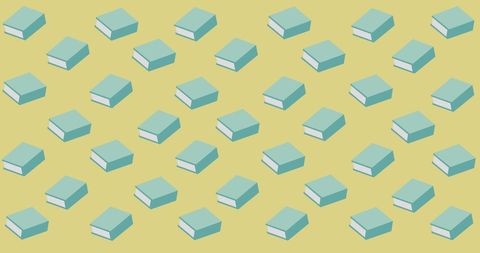 Seamless Pattern of Books on Bright Yellow Background