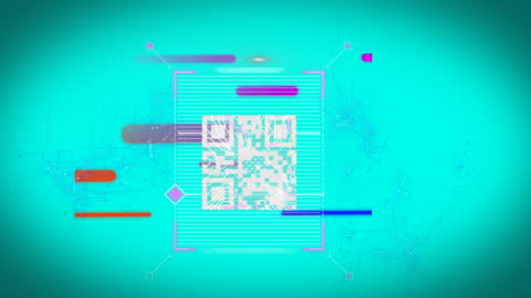 Futuristic QR Code Interface with Biometric Scanning Elements