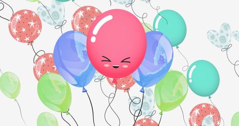 Festive Colorful Balloons with Cute Emoji Illustrations - Download Free Stock Images Pikwizard.com