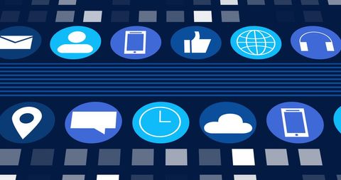 Abstract Digital Communication Icons on Dark Background - Download Free Stock Images Pikwizard.com