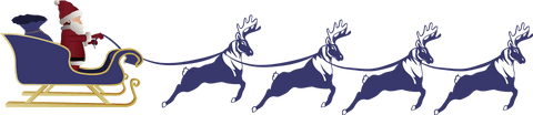 Santa Claus Riding in Sleigh with Reindeers Transparent Illustration