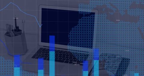 digital data processing with laptop overlay - Download Free Stock Images Pikwizard.com