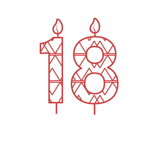red 18th birthday candle illustration on transparent background - Download Free Stock Videos Pikwizard.com