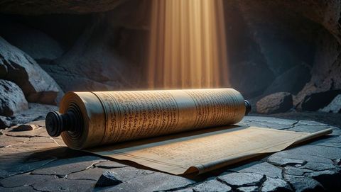 ancient scroll on stone table with sunbeam in cave - Download Free Stock Images Pikwizard.com