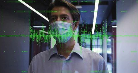 Futuristic Healthcare Professional with Digital Data Overlay