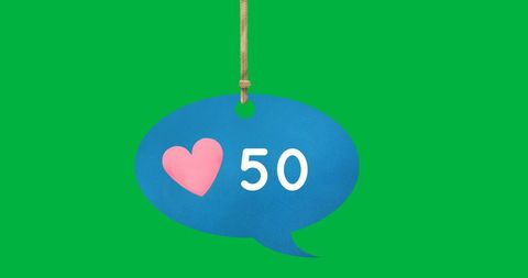 Social Media Likes Counter Bubble Icon on Green Background