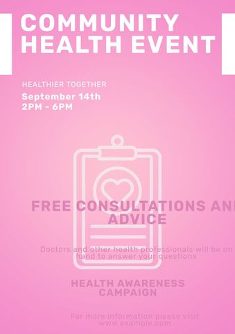Pink Template Promoting Community Health Event with Heart Design - Download Free Stock Templates Pikwizard.com