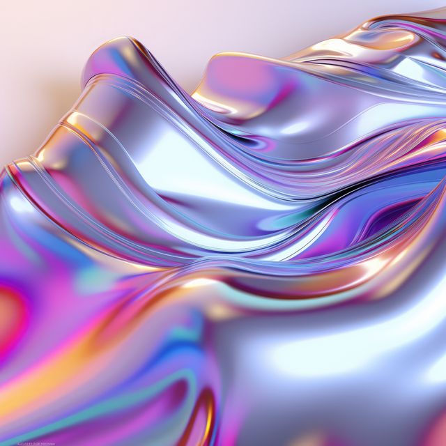 Vibrant metallic swirls form a fluid and colorful texture. Perfect for modern art projects, digital designs, and contemporary backgrounds. Ideal for use in posters, web design, album covers, and interior decoration featuring cutting-edge aesthetics.