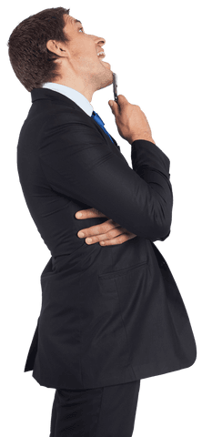 transparent businessman looking up with confident expression - Download Free Stock Videos Pikwizard.com