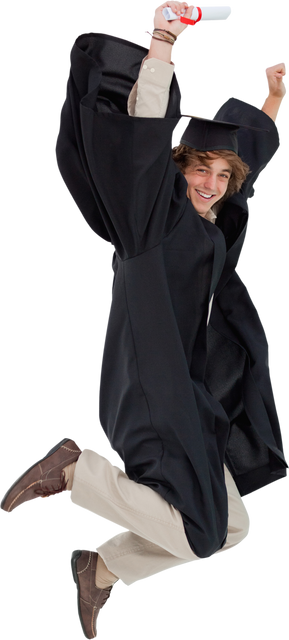 Transparent Image of Happy Male Student Jumping in Graduation Attire - Download Free Stock Videos Pikwizard.com