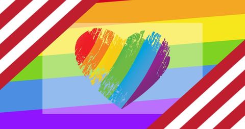 Colorful Rainbow Heart Celebrating Pride and America
