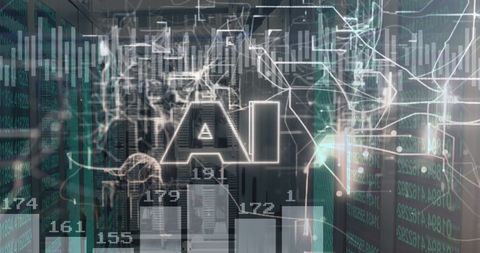 Futuristic AI Technology Over Data Servers Concept - Download Free Stock Images Pikwizard.com