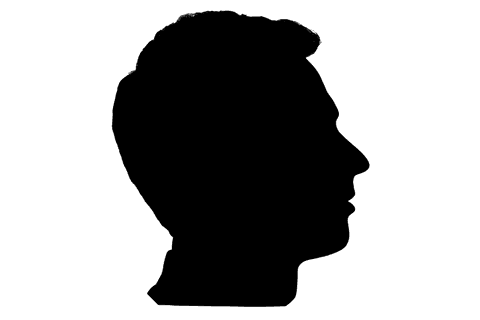 Transparent male profile silhouette on clear background