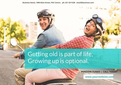 Joyful senior couple enjoying scooter ride in city