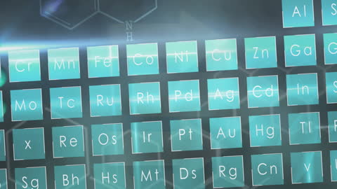 Digital Network Animation Overlaid on Periodic Table Elements