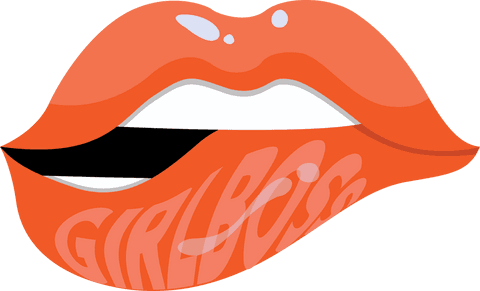 Lips with girlboss text on transparent background