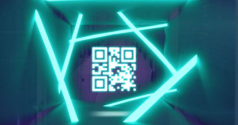 Futuristic Neon QR Code with Glowing Lines and Digital Effects - Download Free Stock Images Pikwizard.com