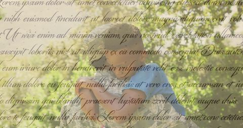 Emotional reunion: child embraces military parent outdoors