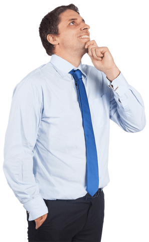 Transparent Businessman Touching Chin Expressing Innovation - Download Free Stock Videos Pikwizard.com
