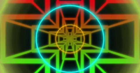 Abstract Neon Circles Over Geometric Patterns Sci-fi Interface