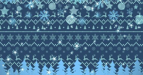 Festive Winter Snowflakes on Christmas Pattern Background