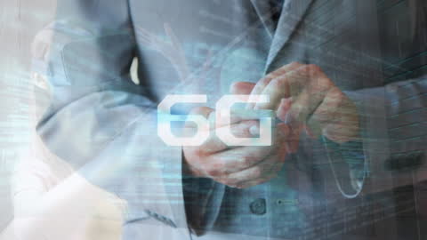 Businessman Engaging with 6G Technology Concept Visualization