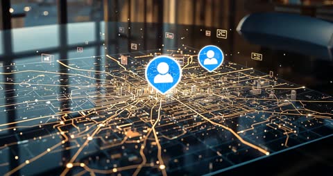 Activating Holographic Map Glass Table Network Visualization