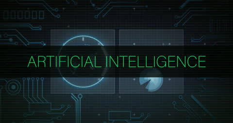 Futuristic Digital Interface with AI Text and Circuitry