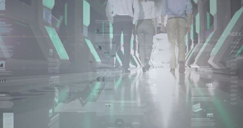 Business Professionals Walking Through Digital Data Environment - Download Free Stock Images Pikwizard.com