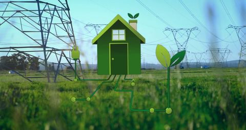 Eco-friendly home with renewable energy symbolism