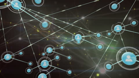 Connected Network Icons with Glowing Lines