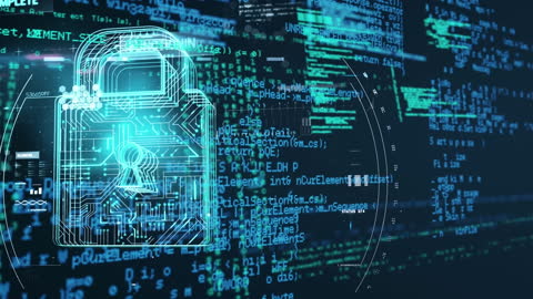 Digital Security Concept with Lock Icon and Code