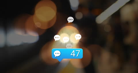 Rising Message Notification on Blurred Train Background