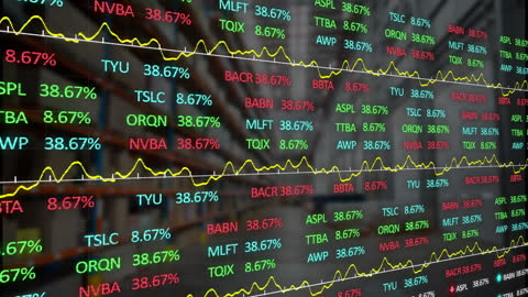 Dynamic Stock Market Data Overlaying Warehouse Shelves
