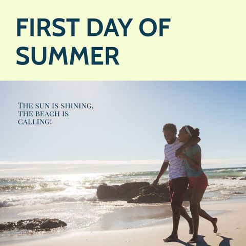 Joyful Couple Walking on Sunny Beach Celebrating Summer Day - Download Free Stock Templates Pikwizard.com